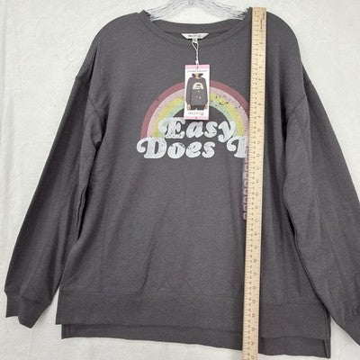 Wildfox Sweatshirt Small Gray Easy Does It Womens Top Crew Neck Pullover New NWT