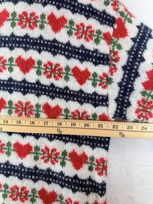 Old Navy Sweater Women XL Tall  Loose Crew Neck Wool Cropped Hearts Fair Isle