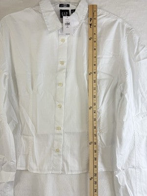 Gap Barrel Sleeve Crop Shirt Small Tall Women White Long Sleeve Top Button New