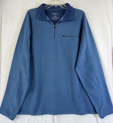 LL Bean Fleece Pullover XL Tall Mens Blue 1/4 Zip Sweatshirt Jacket Mock Neck