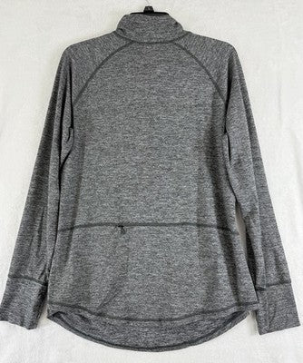 Gap Fit Maternity 1/2 Zip Top Large Gray Brushed Tech Jersey Long Sleeve