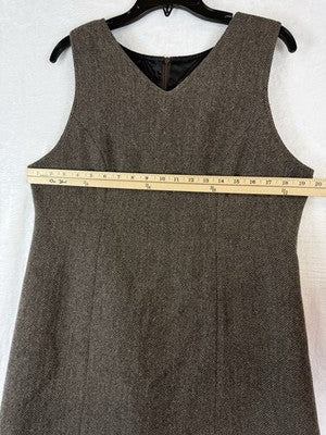 LL Bean Women 12 Dress 100% Wool Sleeveless Sheath Made In USA Vintage 90s Brown