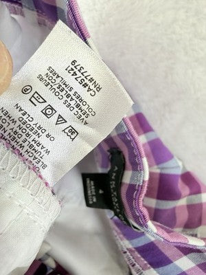 Ann Taylor Crop Pants 4 Purple Plaid Womens