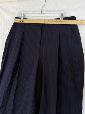 Liz Claiborne Margot Wide Leg Pants 12 Trousers Navy Blue Pinstripe New NWT