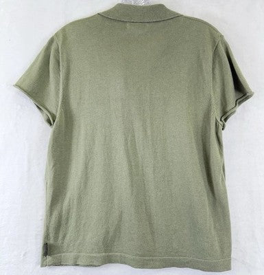 Woolrich Sweater Womens Large Sage Green Button Front Short Sleeve Tops