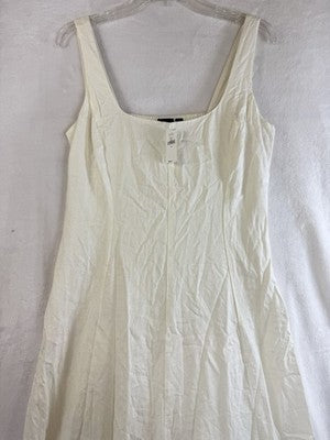 Gap Linen Blend Maxi Dress Medium Women Ivory Sleeveless Fit & Flare Long New