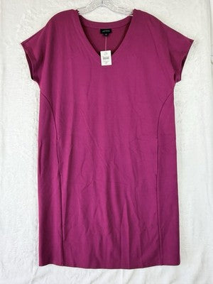 J Jill Wearever Dress Medium Petite Shift Short Sleeve Knit Womens MP New NWT