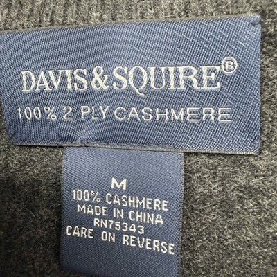 Davis And Squire 100% Cashmere 2 Ply Sweater Medium Gray Argyle Mens