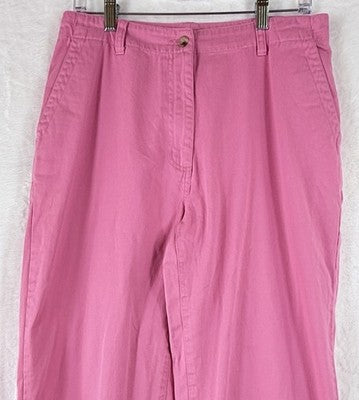 LL Bean Chino Pants Womens 12 Pink High Rise 100% Cotton Vintage