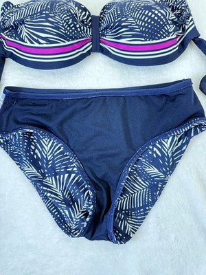 Venus Bandeau Bikini Set C Top 4 Bottom Blue Purple Floral Underwire Womens