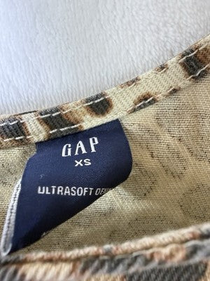 Gap Denim Mini Dress XS UltraSoft Leopard Print Sleeveless A Line Women New