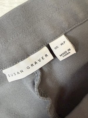 Susan Graver Smart Ponte Pants XL Petite Gray Pull On Knit Slim Leg Womens