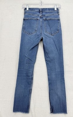 Gap Vintage Slim High Rise Jeans 25 0 Womens Blue Raw Hem Denim
