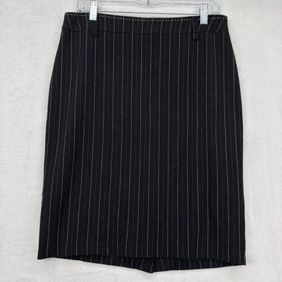 Le Chateau Pencil Skirt 10 Womens Black Pinstriped