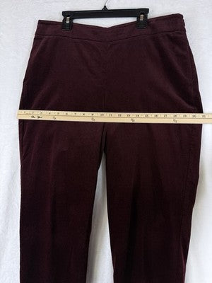 Talbots Velveteen Pants 10 Curvy Burgundy Side Zip Women’s