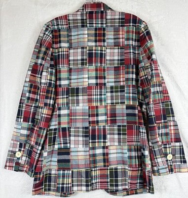 Rowing Blazers Small 36 Mens Indian Madras Plaid Jacket 100% Cotton Embroidered