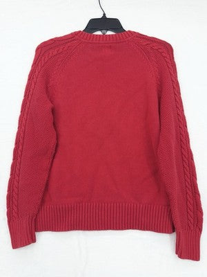 Gap Cable Knit Sweater Women Medium Red 100% Cotton Long Sleeve Top