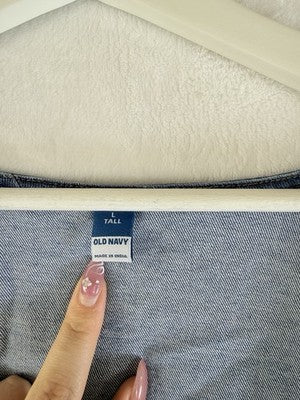 Old Navy Denim Crop Top Large Tall Womens Blue Puff Sleeve New NWT