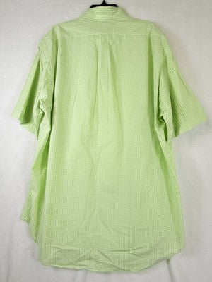 Ralph Lauren Polo Shirt Men Medium Blake Green Check Gingham Short Sleeve Button