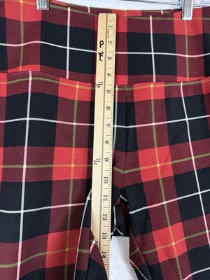 Slim Sation Pants XL Red Tartan Plaid Multiples Pull On Womens Slimsation