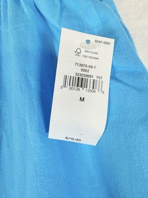 Gap Linen Pants Medium Womens Blue Linen Blend Easy Pull On Wide Hem New NWT