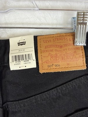 Levis 501 Jeans Women 26 Black Button Fly 26x30 100% Cotton Denim Levi’s New NWT