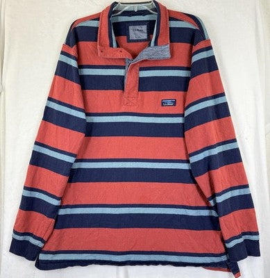 LL Bean Rugby Shirt XL Tall Polo Long Sleeve Knit Mens XLT Traditional Fit