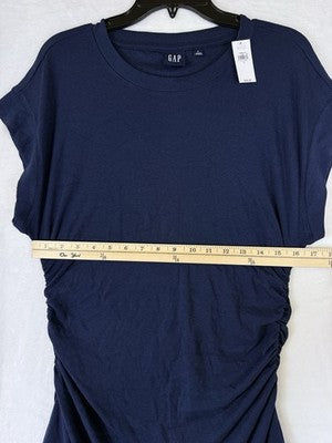 Gap Dress Women Large Short Sleeve Knit Modern Rib Ruched Mini New NWT