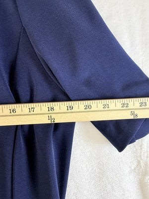 Susan Graver Large Cardigan Blazer Navy Blue Short Sleeve Womens