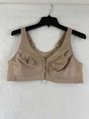 Glamorise Bra 40B 1265 Magic Lift Front Closure Back Posture Wireless Beige