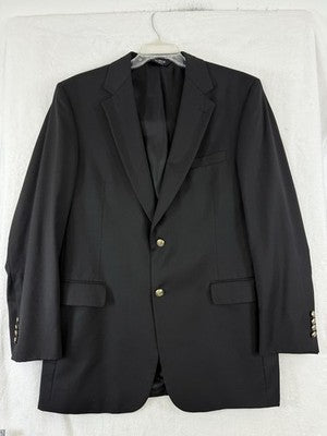 Jos A Bank Blazer 43L Black 100% Wool Gordon Jacket Gold Buttons Sport Coat Mens