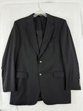 Jos A Bank Blazer 43L Black 100% Wool Gordon Jacket Gold Buttons Sport Coat Mens