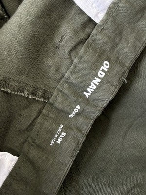 Old Navy Chinos 40x30 Mens Green Pants Flat Front Slim Built In Flex