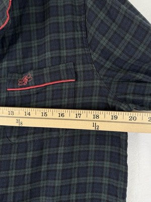 Brooks Brothers Flannel Pajamas Top Medium Womens Green Black Watch Plaid PJ