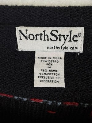 North Style Christmas Sweater Medium Holiday Teachercore Black Embellished Women