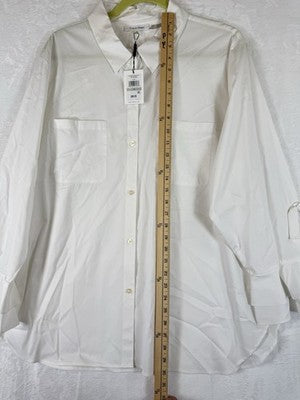 Calvin Klein Shirt 1X Womens Blouse Button Up White Ruffle Sleeve Womens New