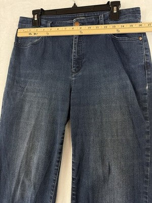 Eileen Fisher Jeans 8 Straight Leg Stretch Denim Blue Organic Cotton Denim