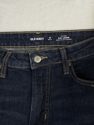 Old Navy High Rise OG Loose Jeans 12 Petite Womens Dark Blue
