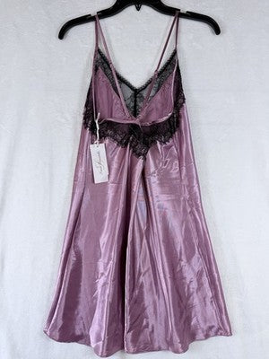 Linea Donatella Chemise Medium Satin Pink Black Lingerie Nightgown Women New NWT