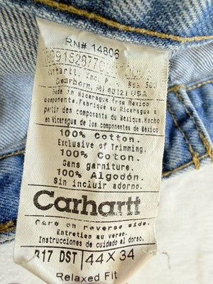 Carhartt Jeans 44x34 Mens B17 DST Relaxed Fit Tapered Leg Blue *FlawRead