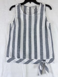 J Crew Linen Top XS Womens Sleeveless Gray White Tie Hem