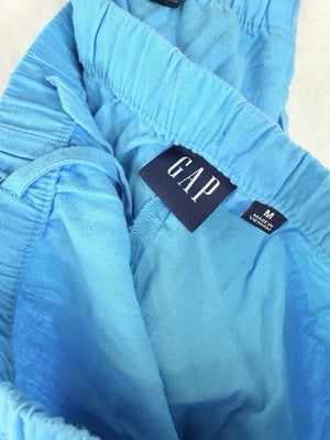 Gap Linen Pants Medium Womens Blue Linen Blend Easy Pull On Wide Hem New NWT