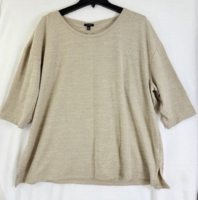 Talbots 3X Petite Tops Sweater Beige Elbow Sleeve Plus Size Womens 3XP