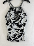 Bleu Rod Beattie Tankini Top 6 Black White Floral Print Swim Swimsuit Womens
