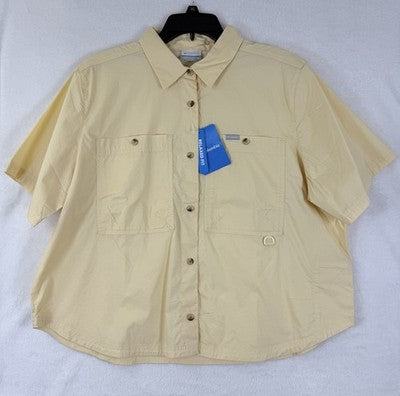 Columbia Shirt XL Women Top Brea Falls Short Sleeve Hiking Fishing Button Up New