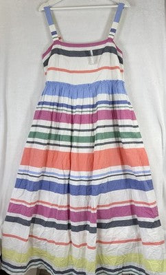 Gap Maxi Dress Medium Womens Striped Empire Waist 100% Cotton Sleeveless New $98