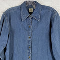 Vintage Gap Denim Shirt Womens Small 90s Blue Long Sleeve Jean Metal Buttons