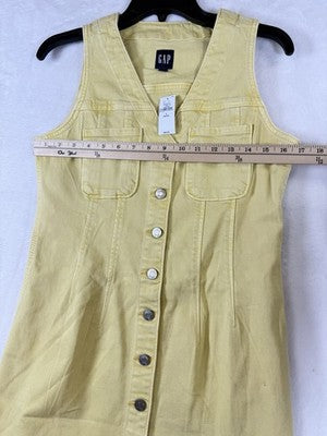 Gap Denim Mini Dress Small Petite Womens Yellow Denim Utility Sleeveless Women