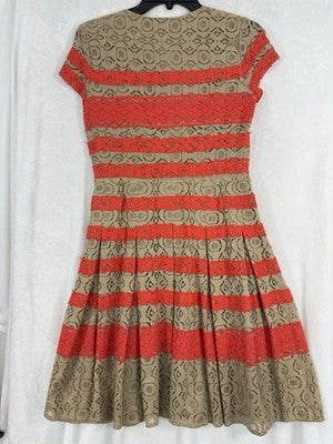 BCBG Max Azria Cocktail Dress 0 Dasen Short Sleeve Lace Fit Flare $298 NEW