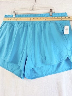 Gap Fit Running Shorts XXL Womens Cyan Blue High Rise Brief Liner New